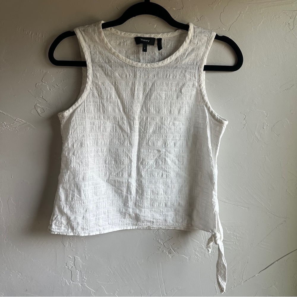 Theory Grisha Textured‎ Top White Sz XS Relaxed Fit Minimalist Elevated Basic